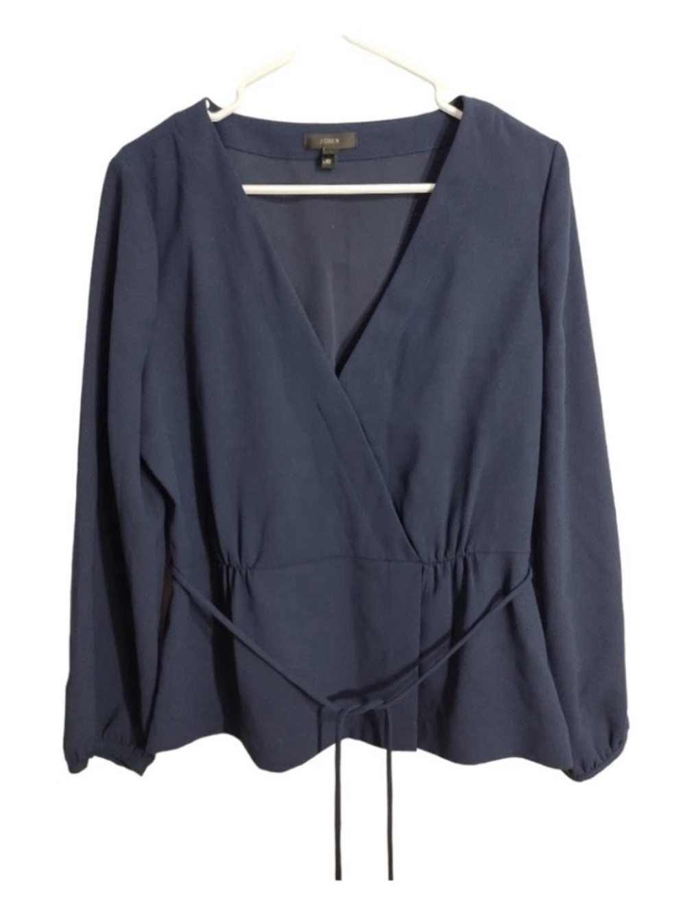 J. Crew Navy Wrap-Style Long Sleeve Blouse